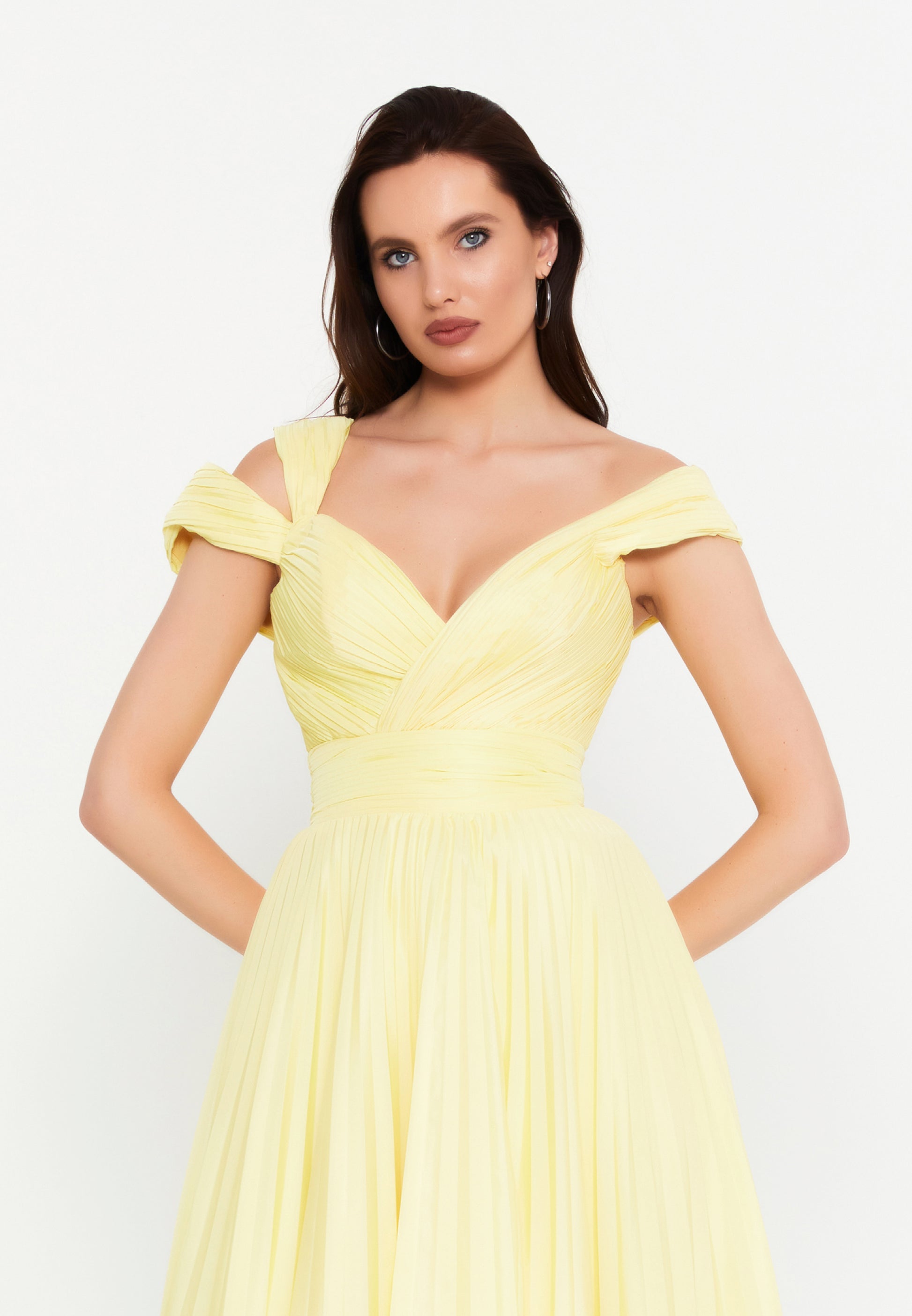 Sleeveless Maxi Polyester A - Line Regular Prom Dress aln1845 - Prom Dress - Istanbul Fashion Center