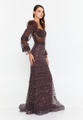 Long Sleeve Maxi Sequin Mermaid Regular Prom Dress srb23143 - Prom Dress - Istanbul Fashion Center