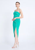 One Shoulder Midi Viscose Column Regular Evening Dress aln1812 - Evening Dress - Istanbul Fashion Center