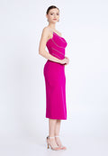 One Shoulder Midi Viscose Column Regular Evening Dress aln1812 - Evening Dress - Istanbul Fashion Center