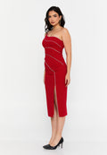 One Shoulder Midi Viscose Column Regular Evening Dress aln1812 - Evening Dress - Istanbul Fashion Center