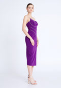 One Shoulder Midi Viscose Column Regular Evening Dress aln1812 - Evening Dress - Istanbul Fashion Center