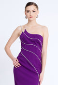 One Shoulder Midi Viscose Column Regular Evening Dress aln1812 - Evening Dress - Istanbul Fashion Center