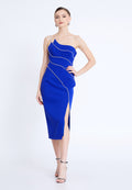 One Shoulder Midi Viscose Column Regular Evening Dress aln1812 - Evening Dress - Istanbul Fashion Center