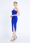 One Shoulder Midi Viscose Column Regular Evening Dress aln1812 - Evening Dress - Istanbul Fashion Center