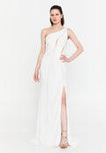 One Shoulder Maxi Viscose Column Regular Evening Dress aln1820 - Evening Dress - Istanbul Fashion Center
