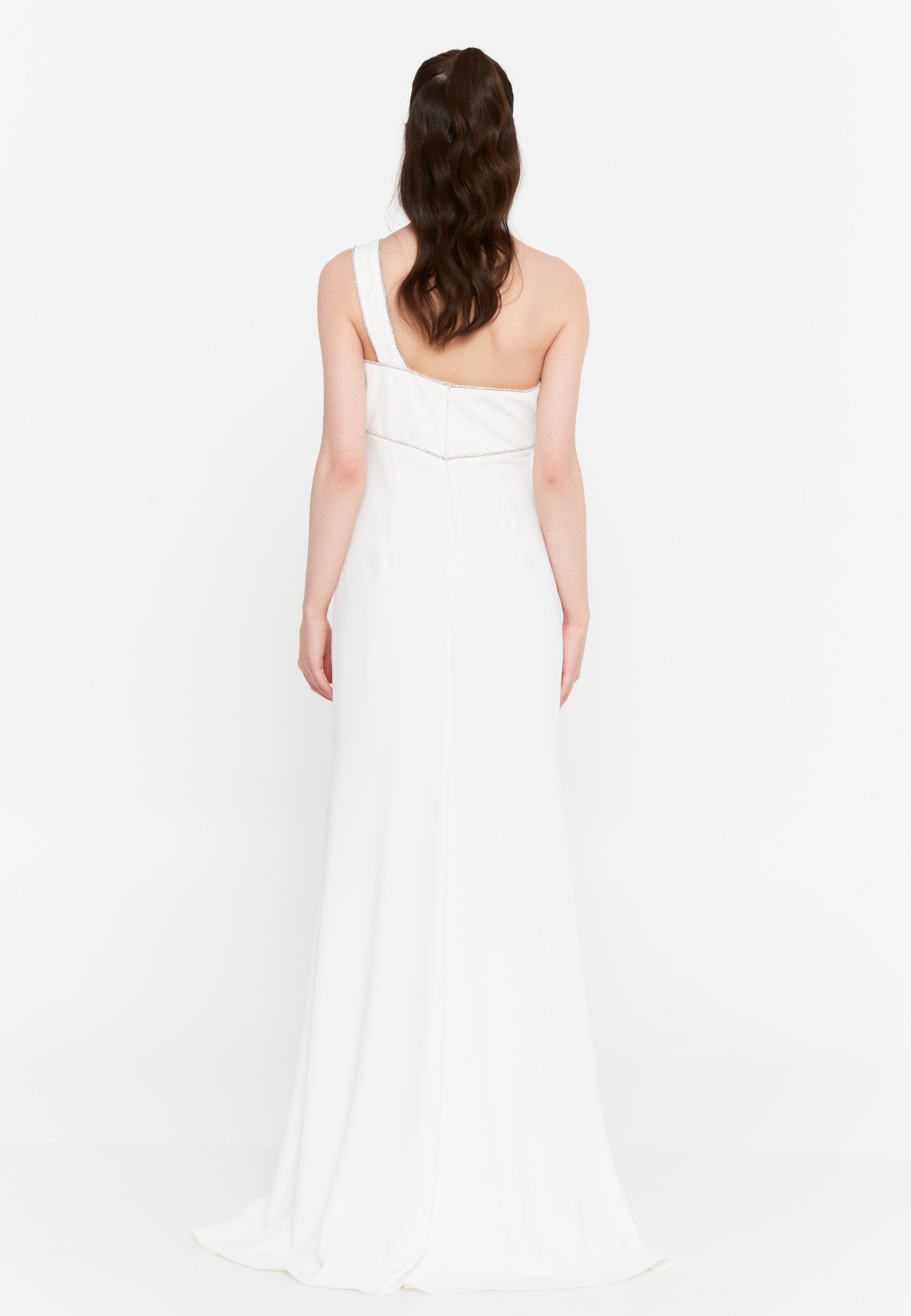 One Shoulder Maxi Viscose Column Regular Evening Dress aln1820 - Evening Dress - Istanbul Fashion Center