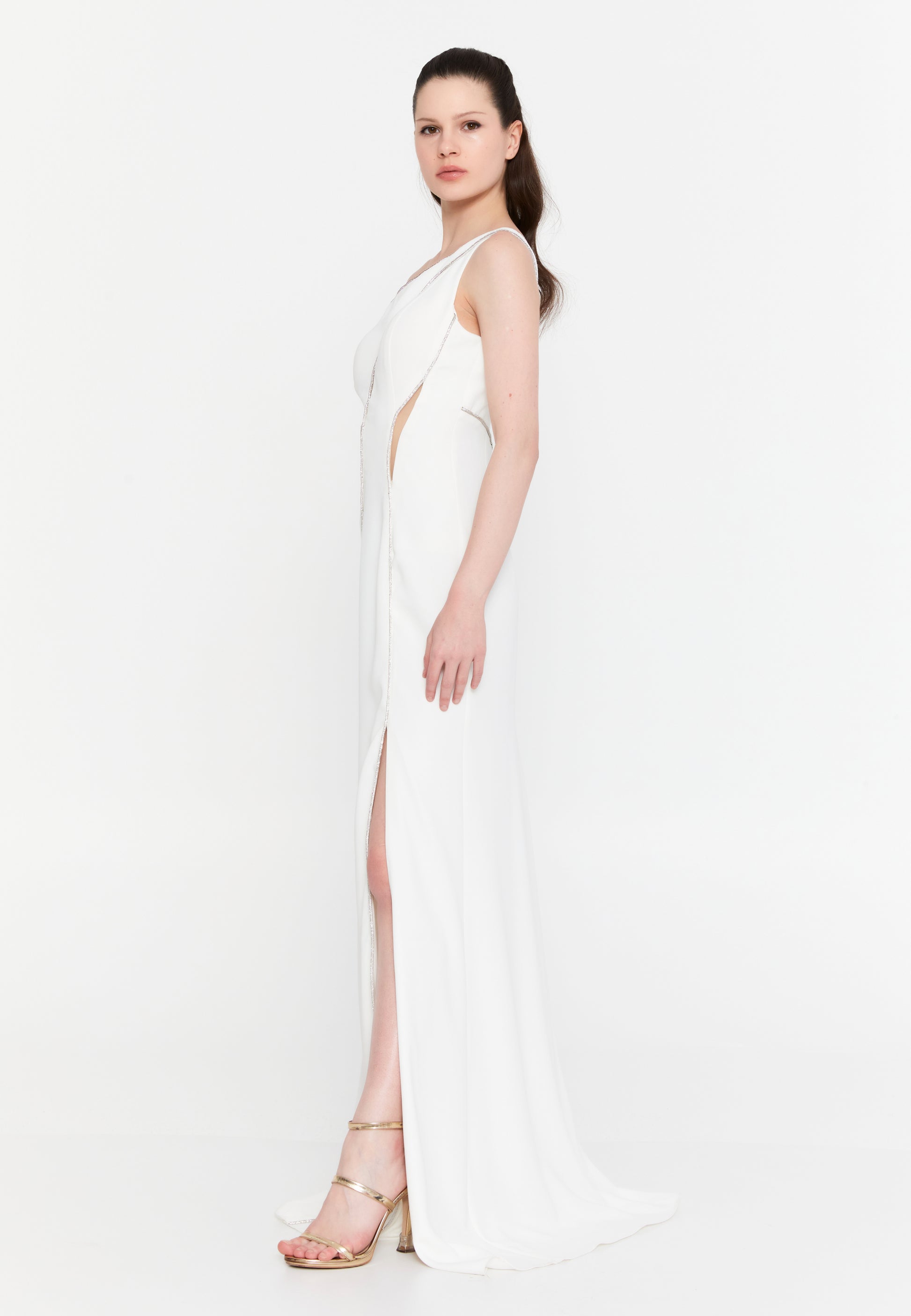 One Shoulder Maxi Viscose Column Regular Evening Dress aln1820 - Evening Dress - Istanbul Fashion Center