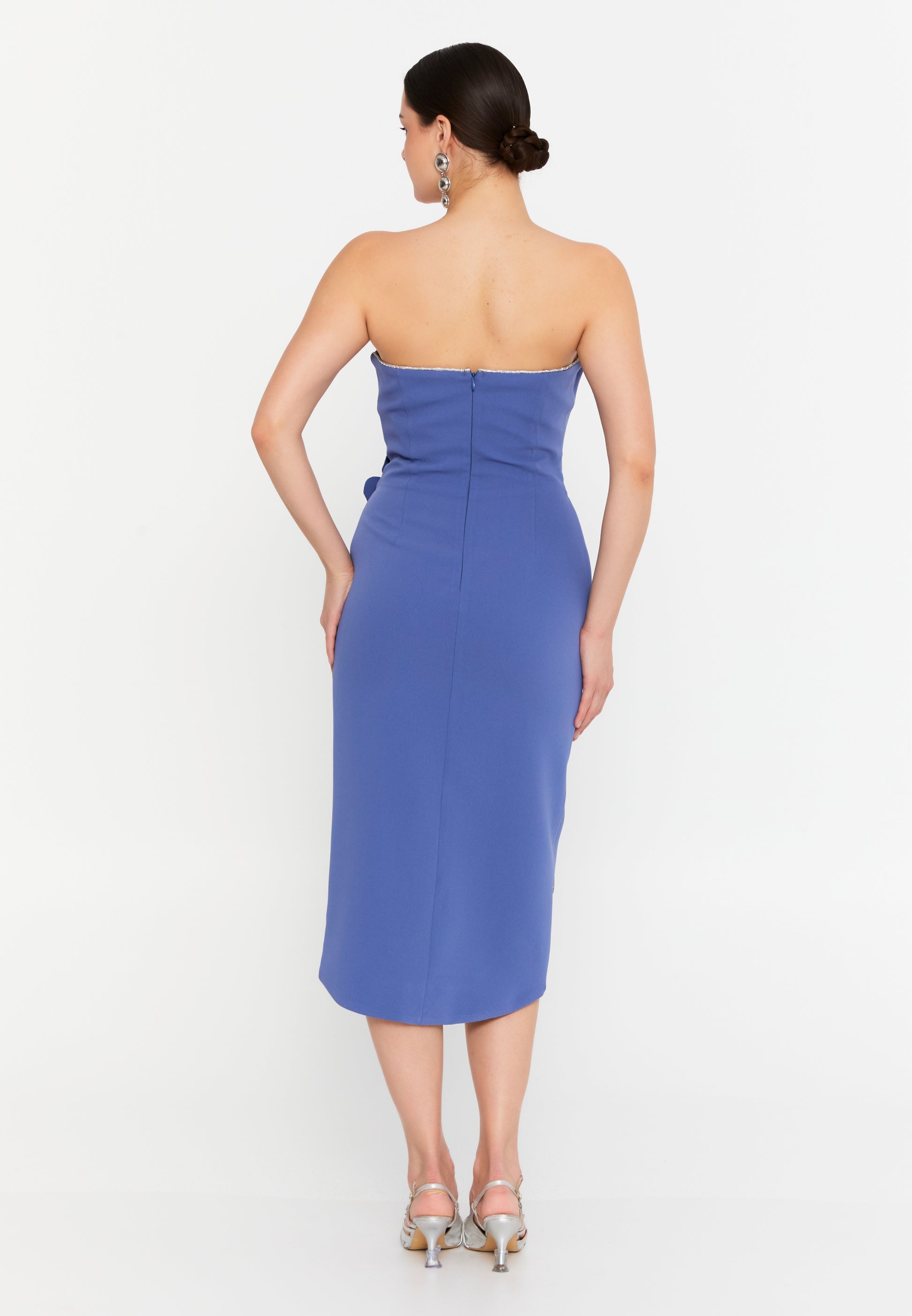 Strapless Mini Viscose Column Regular Evening Dress aln1811 - Evening Dress - Istanbul Fashion Center