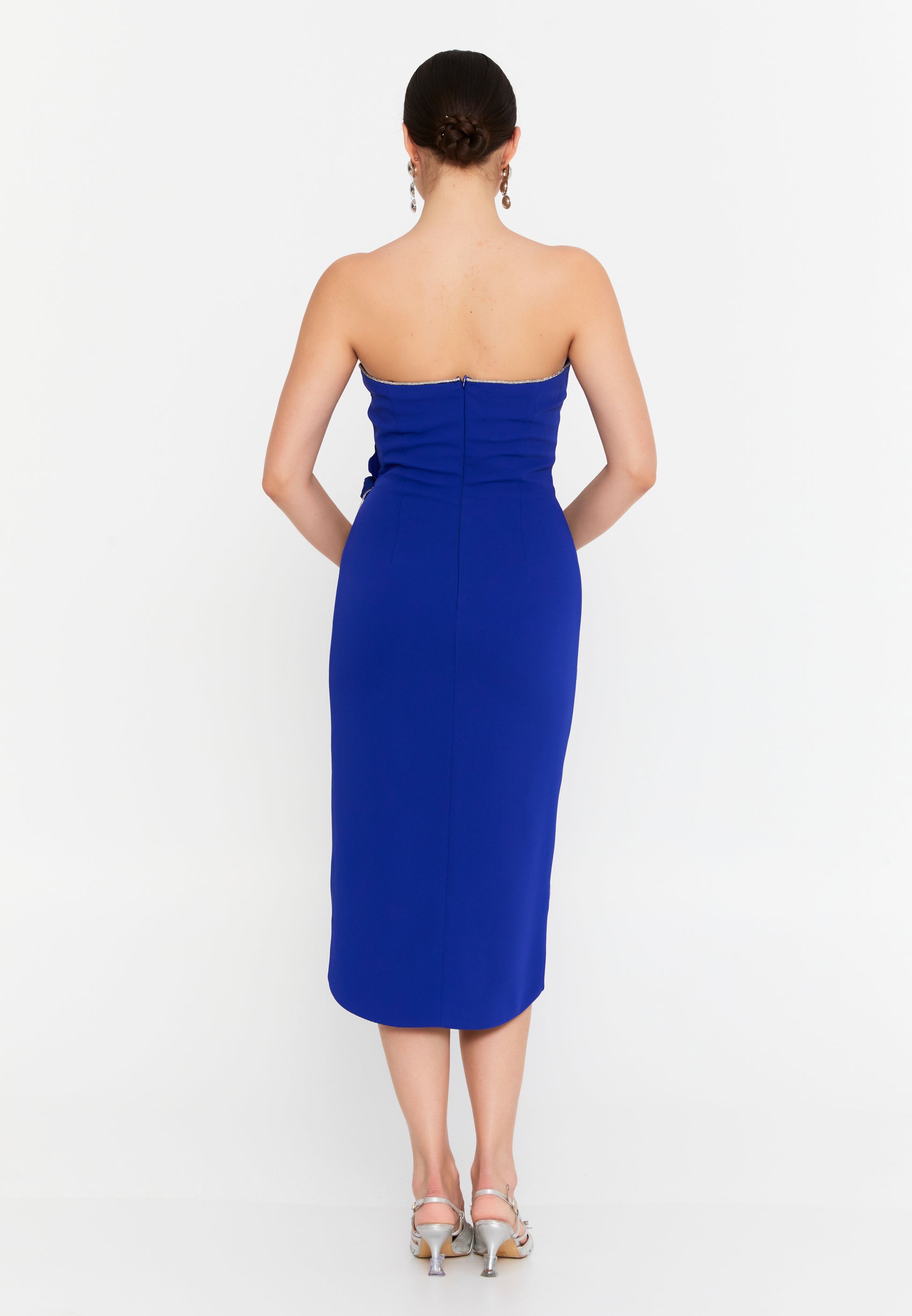 Strapless Mini Viscose Column Regular Evening Dress aln1811 - Evening Dress - Istanbul Fashion Center