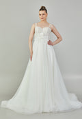 Sleeveless Maxi Tulle Regular Wedding Dress aan4003 - Wedding Dress - Istanbul Fashion Center