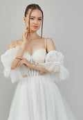 Off Shoulder Mini Tulle Regular Wedding Dress asd4005 - Wedding Dress - Istanbul Fashion Center