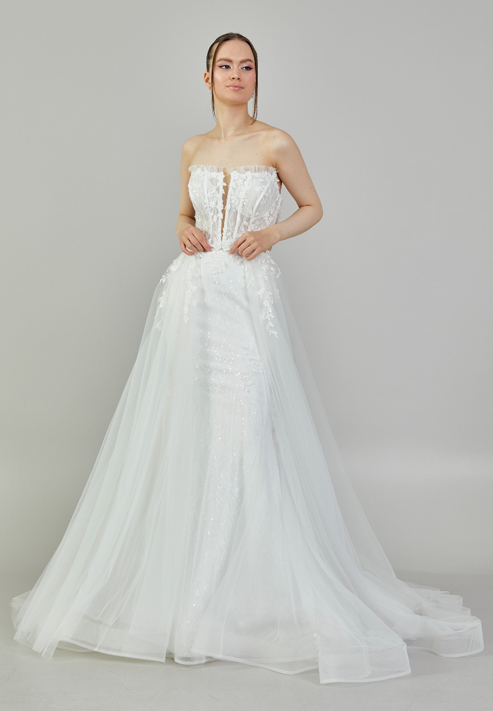 Strapless Maxi Tulle Regular Wedding Dress asd4024 - Wedding Dress - Istanbul Fashion Center