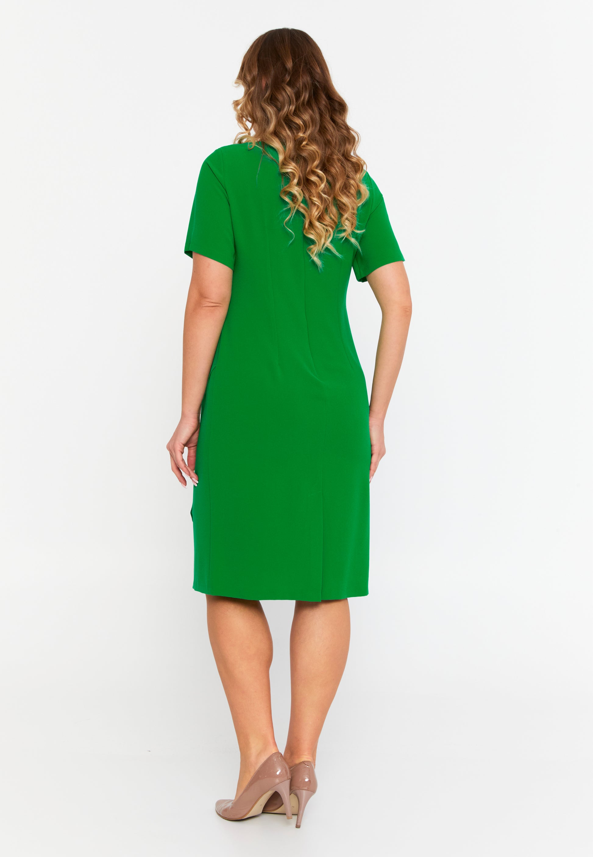 Short Sleeve Midi Viscose Column Plus Size Evening Dress bnt7633 - Evening Dress - Istanbul Fashion Center