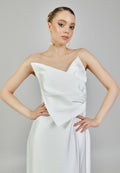 Strapless Maxi Satin Regular Wedding Dress mxg57023 - Wedding Dress - Istanbul Fashion Center