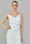 Strapless Maxi Satin Regular Wedding Dress mxg57023 - Wedding Dress - Istanbul Fashion Center