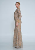 Long Sleeve Maxi Tulle Mermaid Regular Wedding Guest Dress lns3831 - Wedding Guest Dress - Istanbul Fashion Center