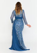 Long Sleeve Maxi Sequin Mermaid Plus Size Wedding Guest Dress lns5215 - Wedding Guest Dress - Istanbul Fashion Center