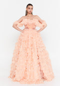 Off Shoulder Maxi Tulle A - Line Regular Prom Dress ivo24611 - Prom Dress - Istanbul Fashion Center