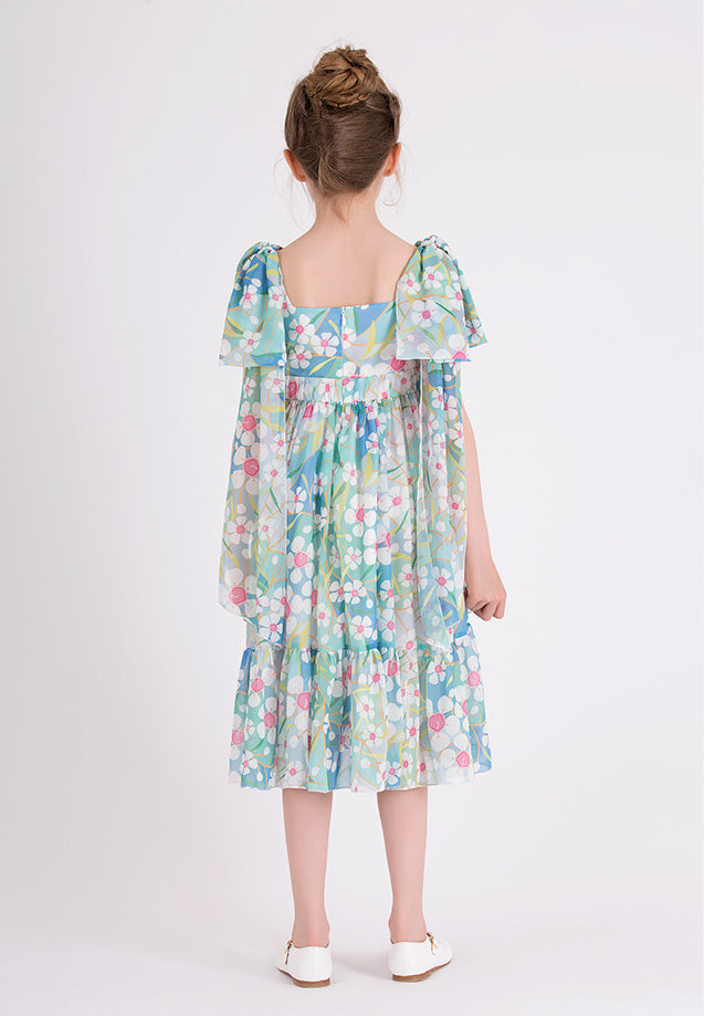 Girl Sleeveless Chiffon Floral Column 3 - 12 Ages Casual Dress mmug24y60306