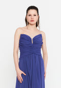Strapless Maxi Chiffon Column Regular Wedding Guest Dress aln1839 - Wedding Guest Dress - Istanbul Fashion Center