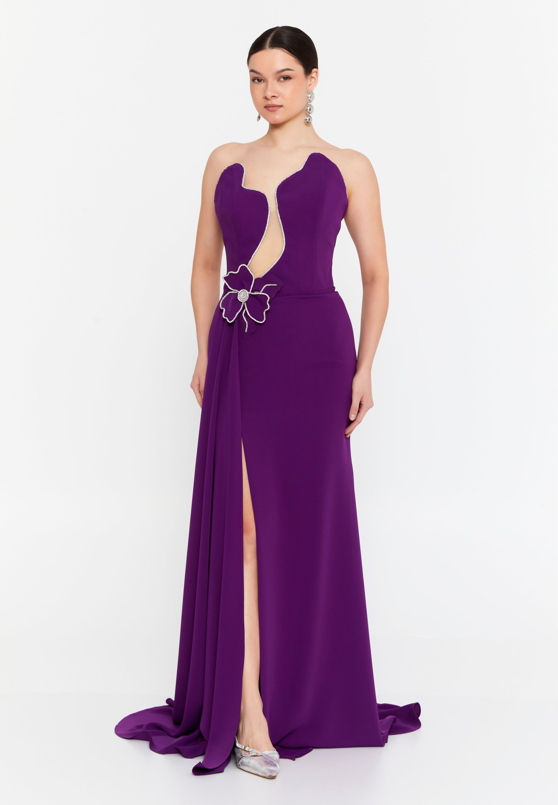 Sleeveless Maxi Viscose Column Regular Wedding Guest Dress aln1810 - Wedding Guest Dress - Istanbul Fashion Center