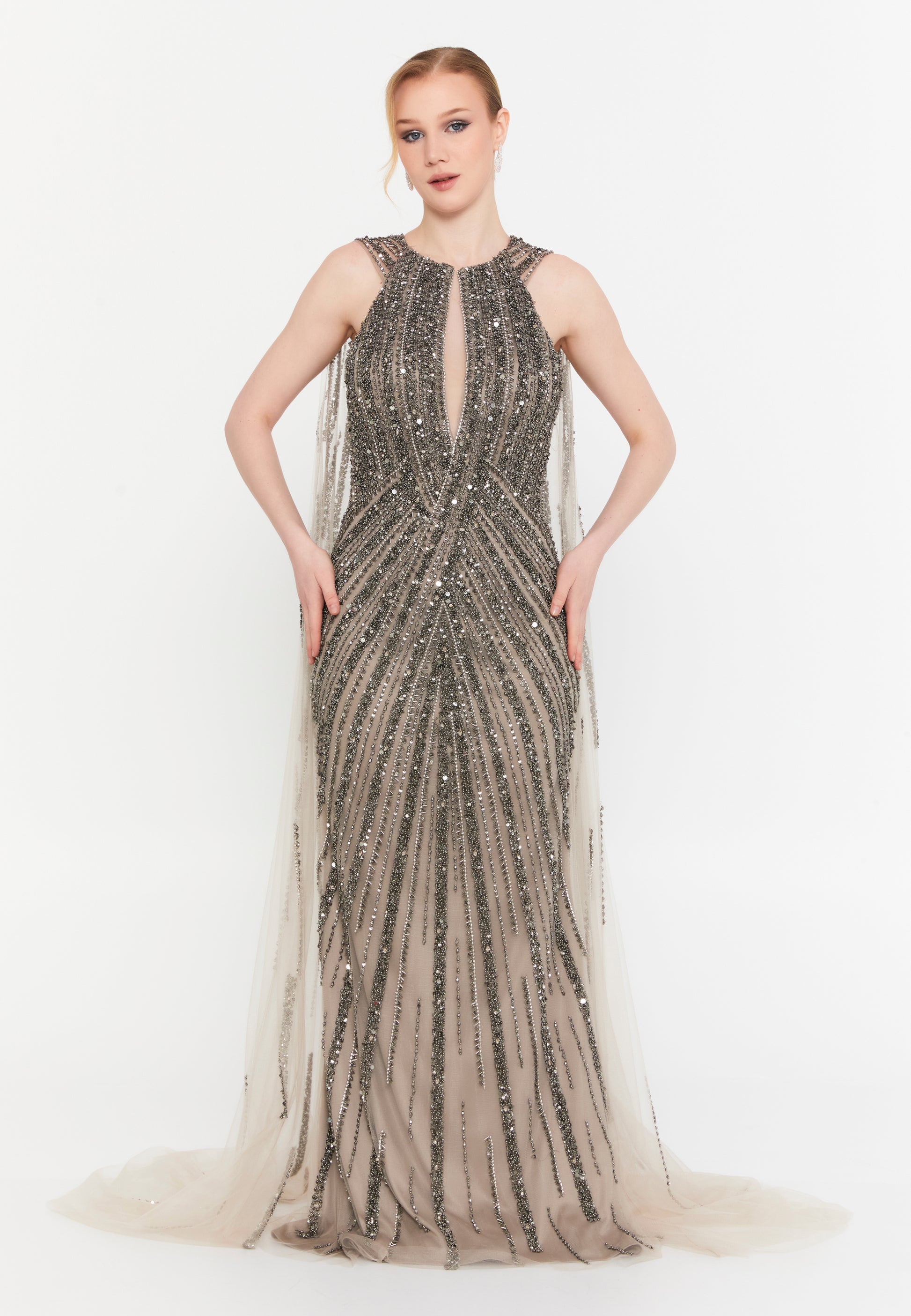 Sleeveless Maxi Tulle Mermaid Regular Prom Dress mti1301 - Prom Dress - Istanbul Fashion Center