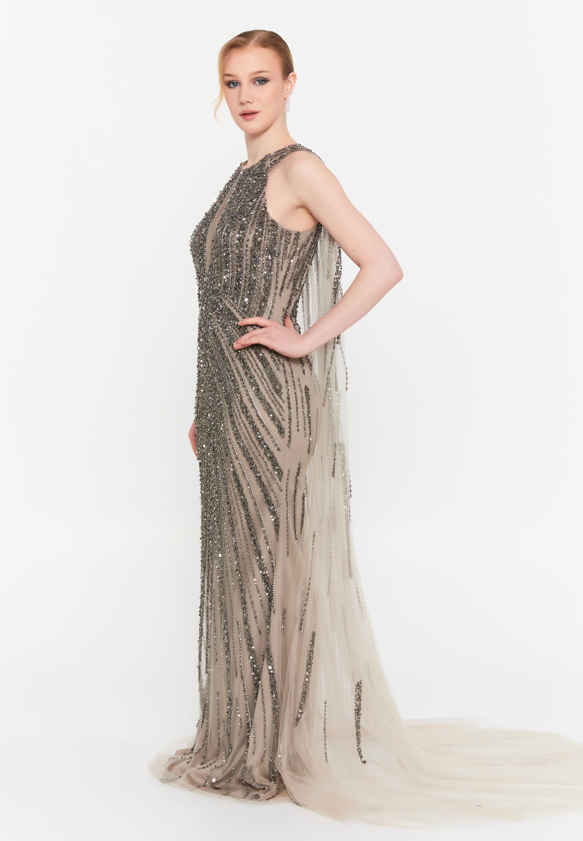 Sleeveless Maxi Tulle Mermaid Regular Prom Dress mti1301 - Prom Dress - Istanbul Fashion Center