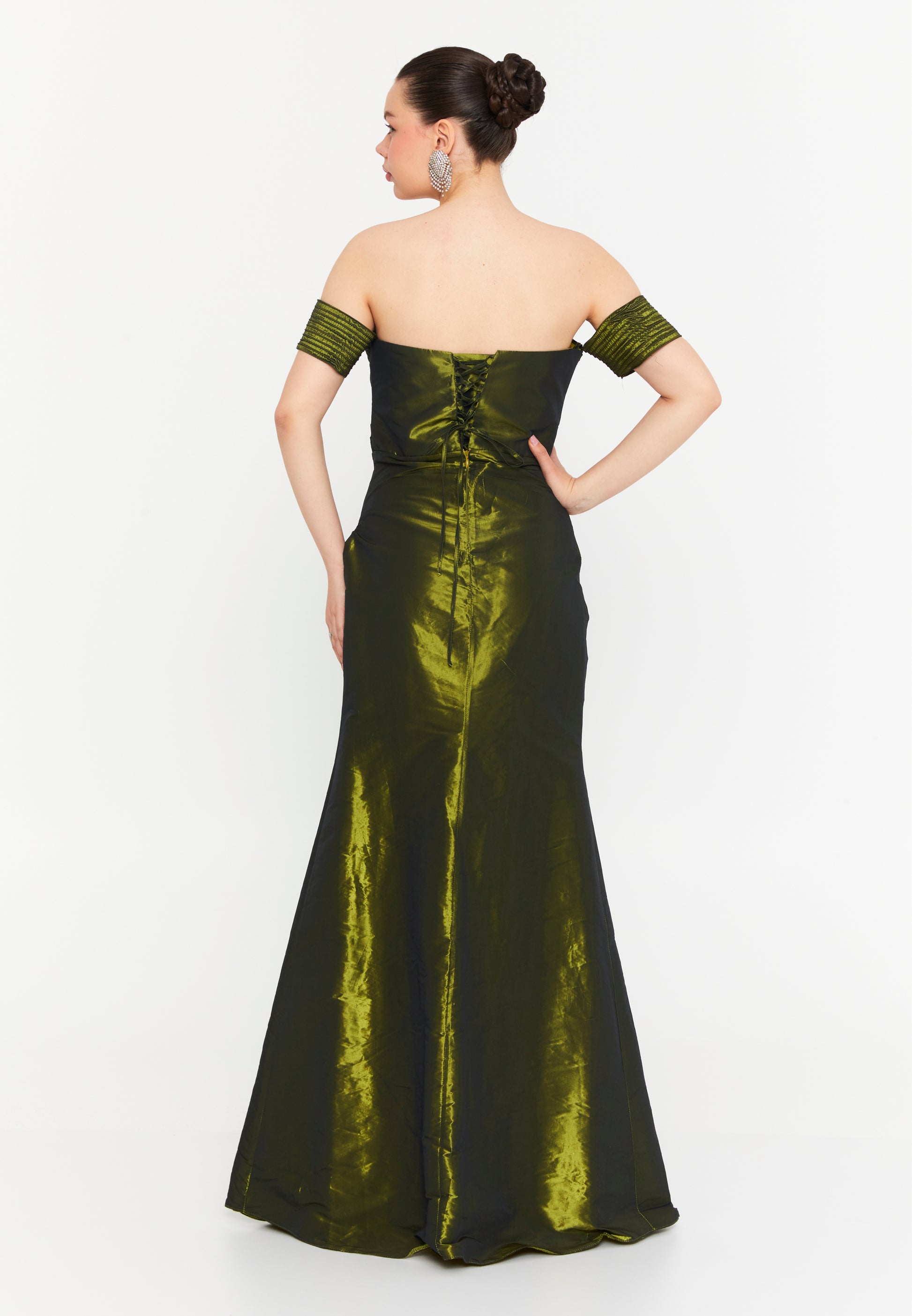 Off Shoulder Maxi Polyester Mermaid Regular Prom Dress ely2068 - Prom Dress - Istanbul Fashion Center