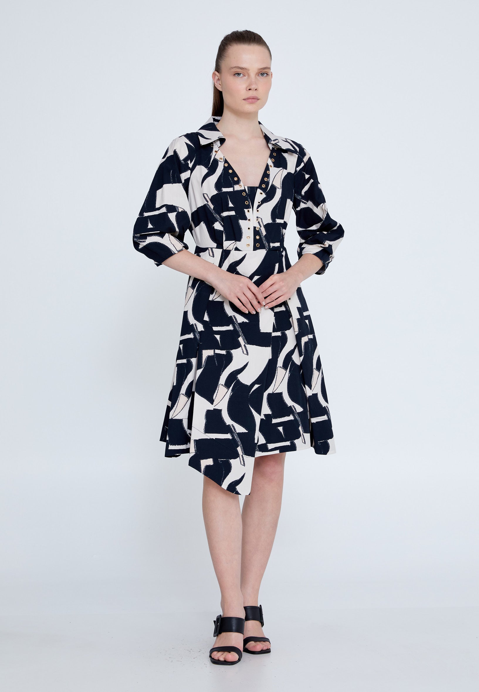 column dress casual Long Sleeve Midi Crepe Column Regular Casual Dress llc22k0906