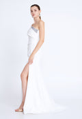 One Shoulder Maxi Viscose Mermaid Regular Wedding Guest Dress aln1897 - Wedding Guest Dress - Istanbul Fashion Center