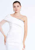 One Shoulder Maxi Viscose Mermaid Regular Wedding Guest Dress aln1897 - Wedding Guest Dress - Istanbul Fashion Center