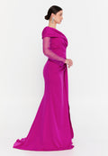 One Shoulder Maxi Viscose Mermaid Regular Wedding Guest Dress aln1897 - Wedding Guest Dress - Istanbul Fashion Center