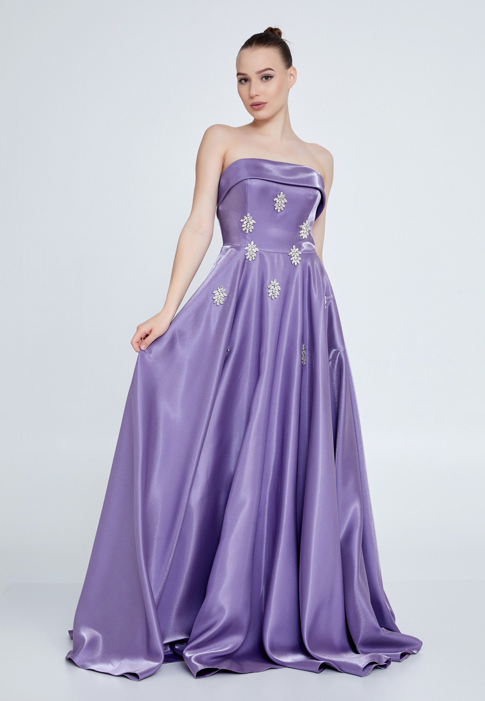 Strapless Maxi Polyester A - Line Regular Prom Dress ins3117 - Prom Dress - Istanbul Fashion Center