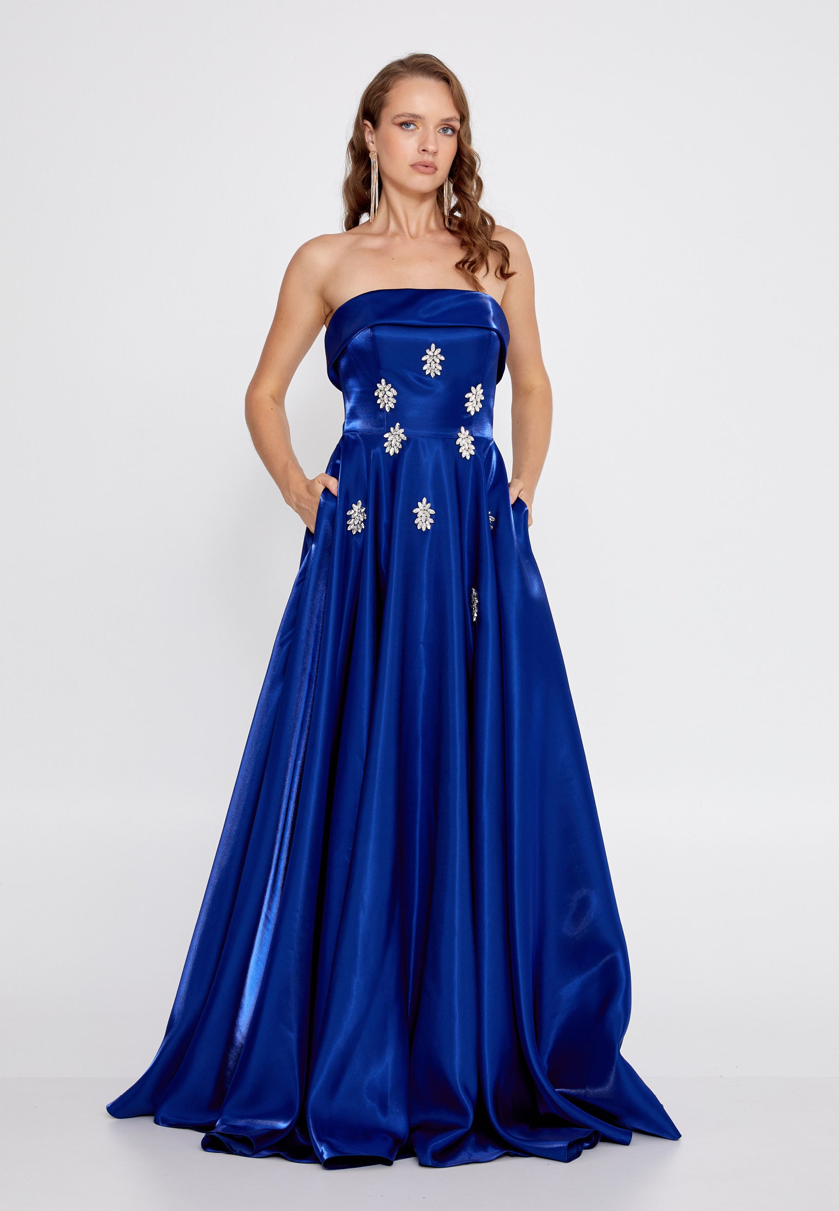 Strapless Maxi Polyester A - Line Regular Prom Dress ins3117 - Prom Dress - Istanbul Fashion Center