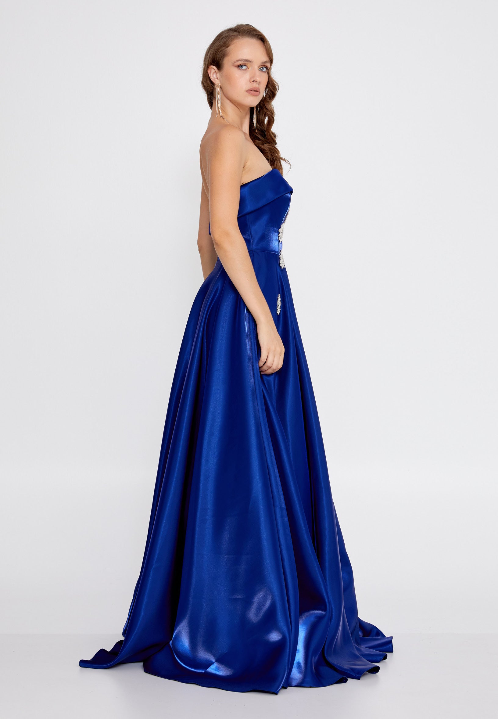 Strapless Maxi Polyester A - Line Regular Prom Dress ins3117 - Prom Dress - Istanbul Fashion Center