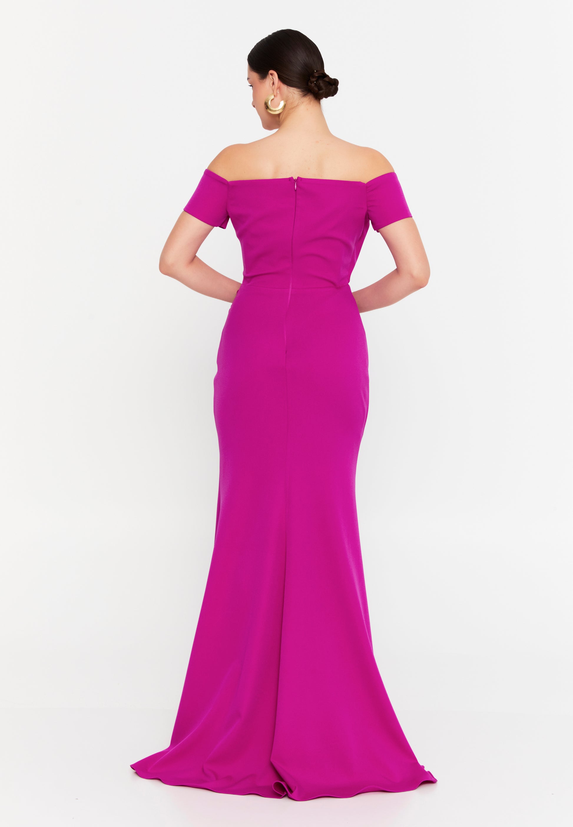 Off Shoulder Maxi Viscose Mermaid Regular Wedding Guest Dress aln1901 - Wedding Guest Dress - Istanbul Fashion Center