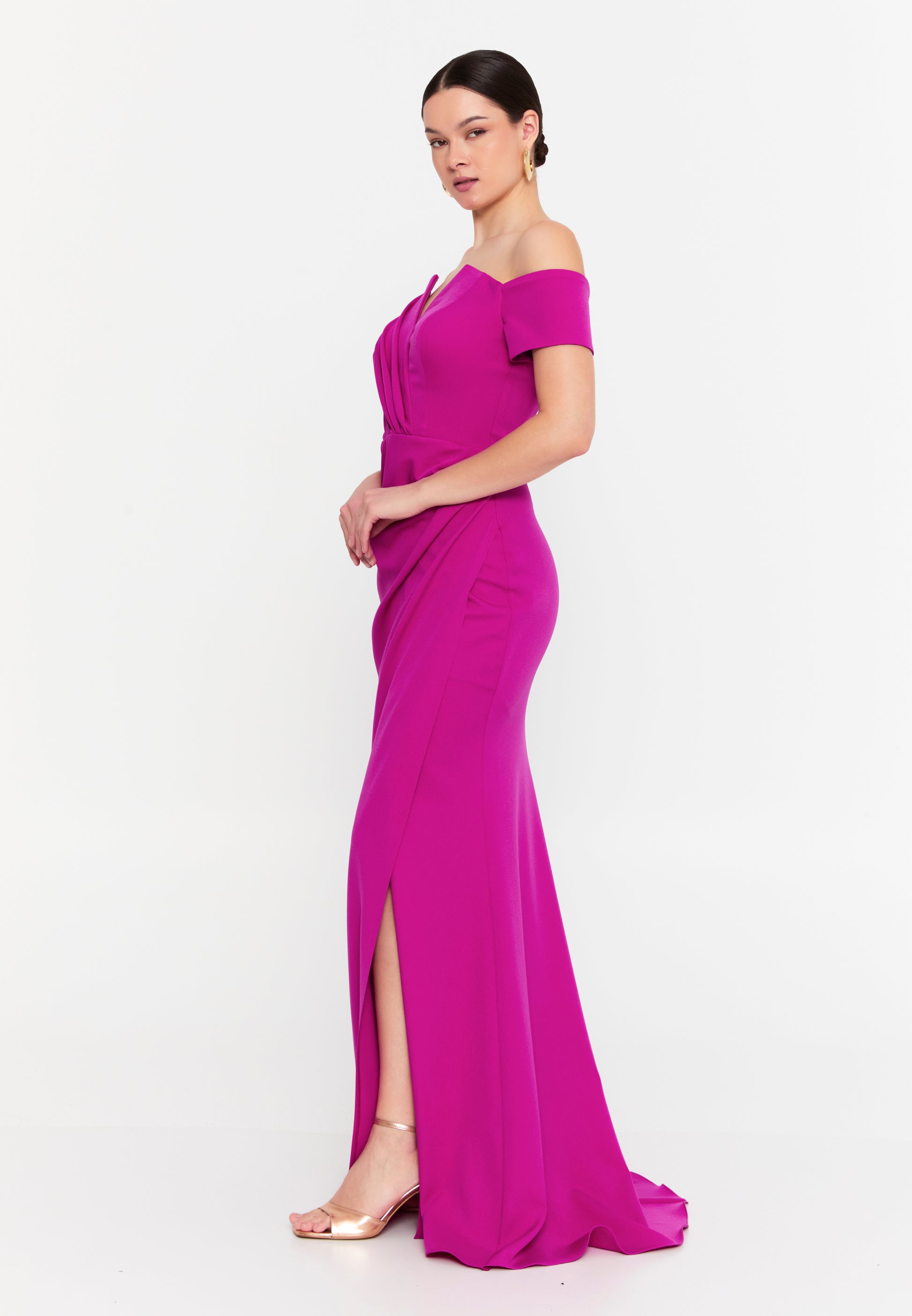 Off Shoulder Maxi Viscose Mermaid Regular Wedding Guest Dress aln1901 - Wedding Guest Dress - Istanbul Fashion Center