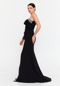 One Shoulder Maxi Viscose Mermaid Regular Wedding Guest Dress aln1897 - Wedding Guest Dress - Istanbul Fashion Center