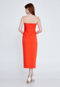 Strapless Midi Crepe Column Regular Evening Dress opr2102 - Evening Dress - Istanbul Fashion Center