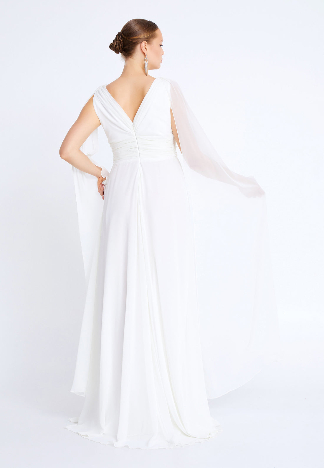 Sleeveless Maxi Chiffon Column Plus Size Wedding Guest Dress Aln1911hak