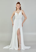 Sleeveless Maxi Chiffon Regular Wedding Dress sacd3053 - Wedding Dress - Istanbul Fashion Center