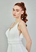 Sleeveless Maxi Chiffon Regular Wedding Dress sacd3053 - Wedding Dress - Istanbul Fashion Center