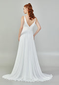 Sleeveless Maxi Chiffon Regular Wedding Dress sacd3053 - Wedding Dress - Istanbul Fashion Center