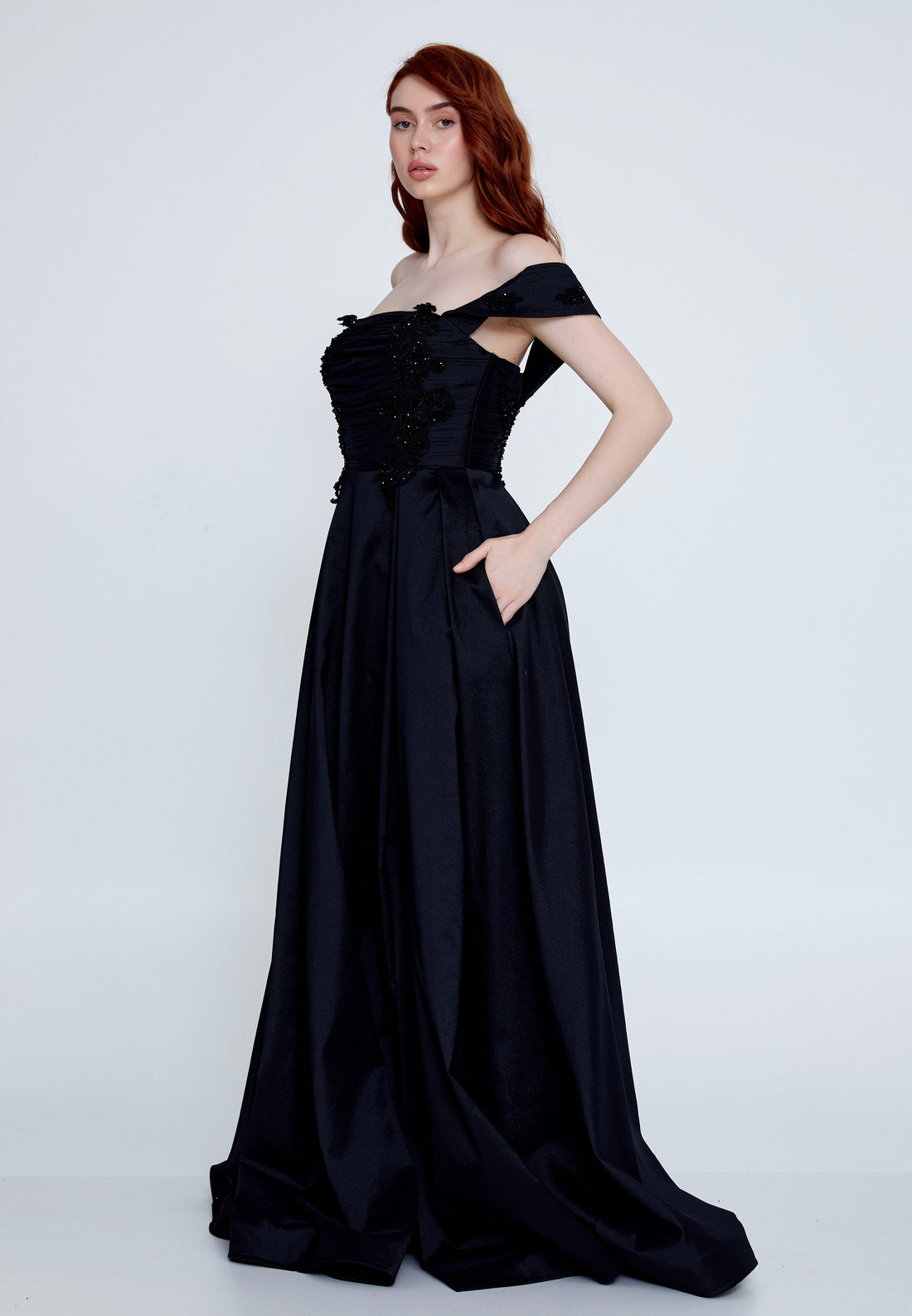 Off Shoulder Maxi Polyester A - Line Regular Prom Dress ksn44003