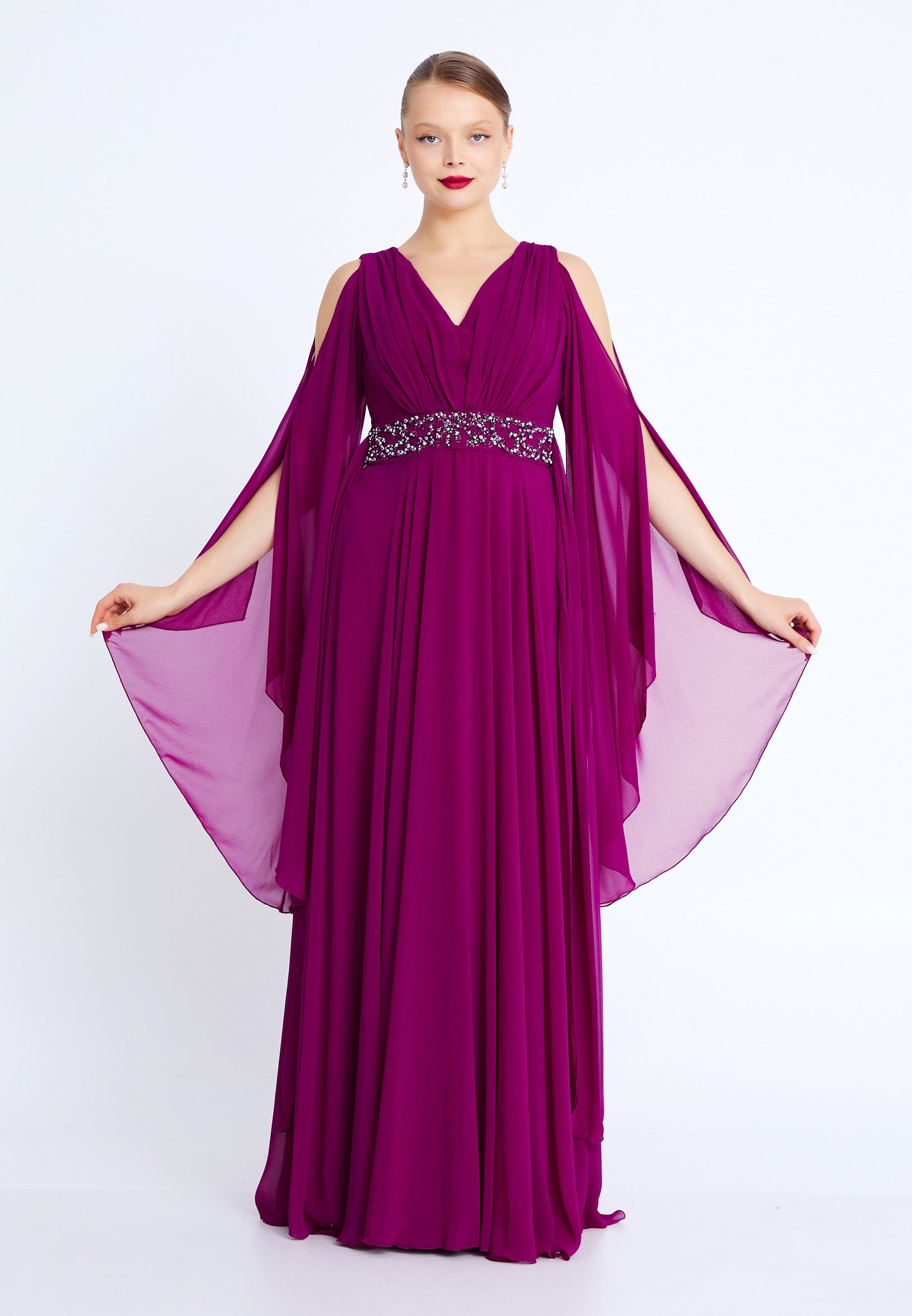 Sleeveless Maxi Viscose Column Plus Size Wedding Guest Dress drd6021 - Wedding Guest Dress - Istanbul Fashion Center