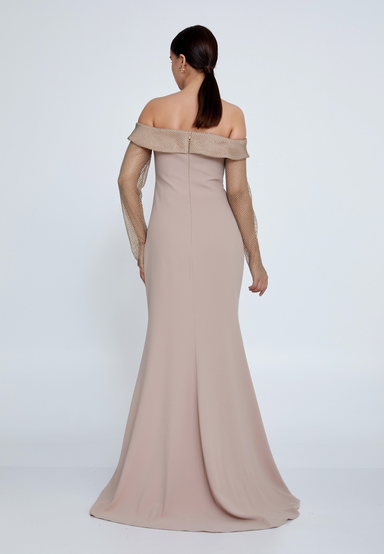 Off Shoulder Maxi Viscose Mermaid Regular Wedding Guest Dress ffs5602 - Wedding Guest Dress - Istanbul Fashion Center