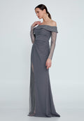 Off Shoulder Maxi Viscose Mermaid Regular Wedding Guest Dress ffs5602 - Wedding Guest Dress - Istanbul Fashion Center