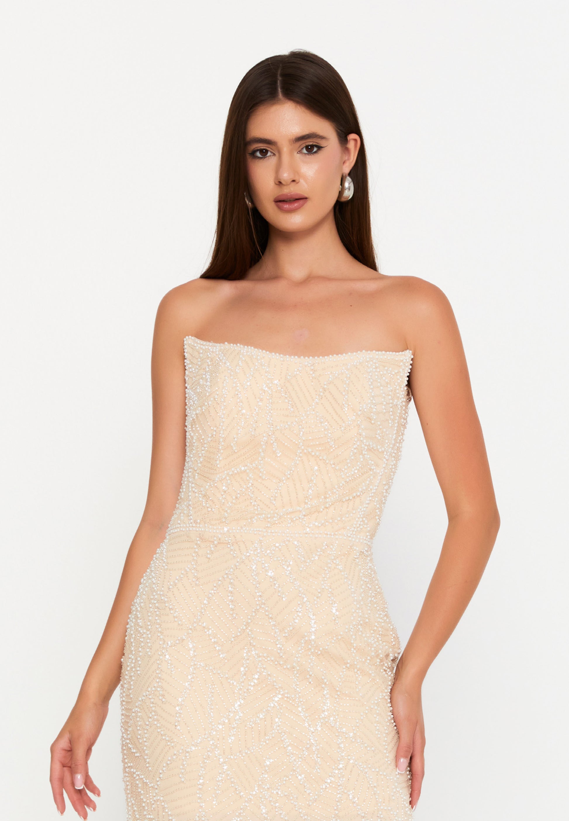 Off Shoulder Maxi Tulle Mermaid Regular Prom Dress aln1916 - Prom Dress - Istanbul Fashion Center