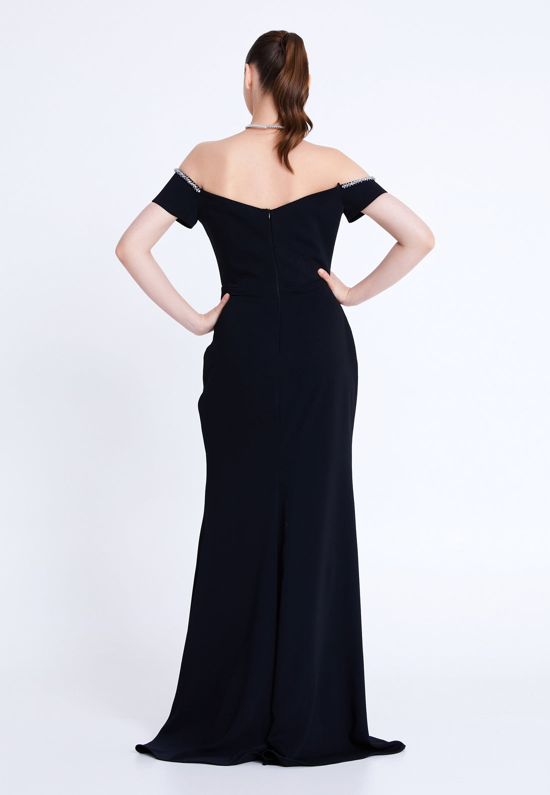 Off Shoulder Maxi Viscose Mermaid Regular Wedding Guest Dress aln1931